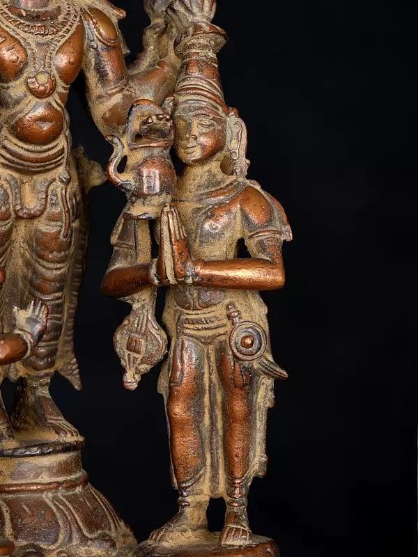 Exotic India 7" Tridev With Narada And Hanuman | Copper Statue 