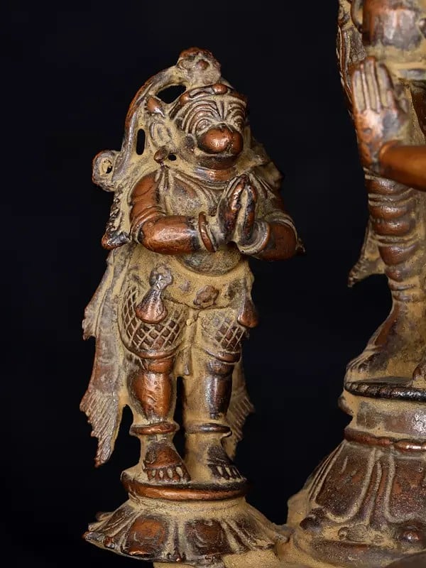 Exotic India 7" Tridev With Narada And Hanuman | Copper Statue 