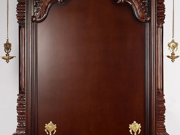 Exotic India 70'' Super Large Hindu Idol Wooden Frame With Lights | Made In India | Wood And Marble 