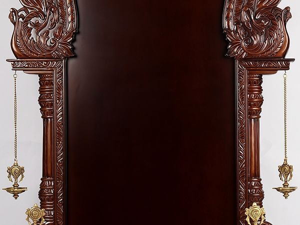 Exotic India 71'' Super Large Thiruvachi Wooden Frame For Hindu Idols | Made In India | Wood And Marble