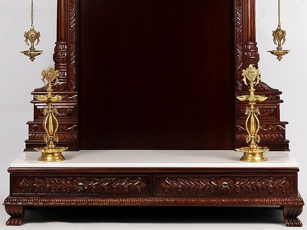 Exotic India 71'' Super Large Thiruvachi Wooden Frame For Hindu Idols | Made In India | Wood And Marble