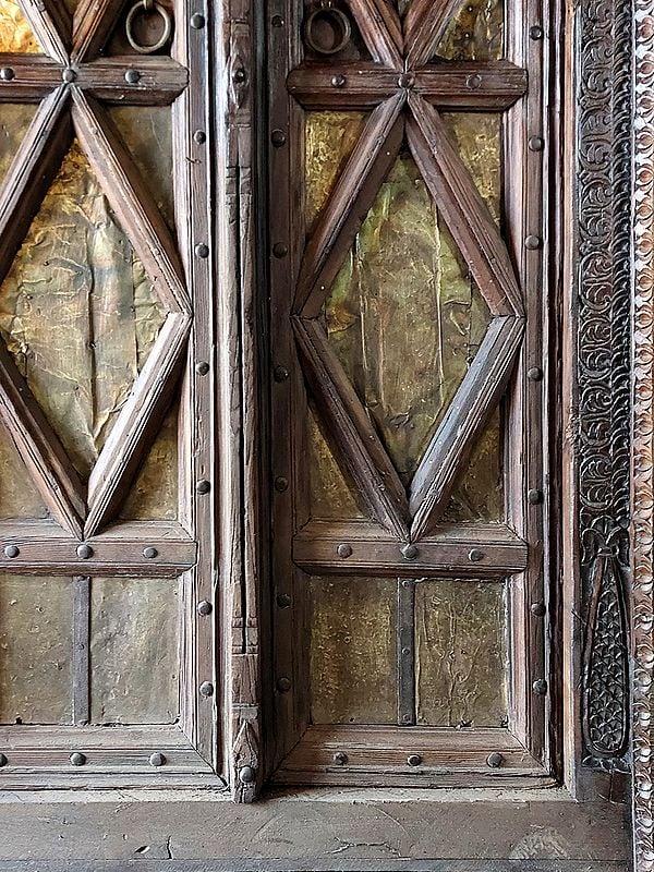 Exotic India 75" Large Wood Handmade Door From Rajasthan | Antique Door 