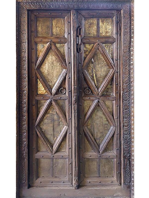 exotic india 75" Large Wood Handmade Door From Rajasthan | Antique Door 