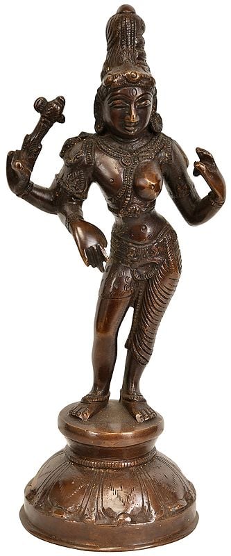 exotic india 8" Ardhanarishvara Brass Sculpture | Handmade Shiva Shakti Statue | Made in India 