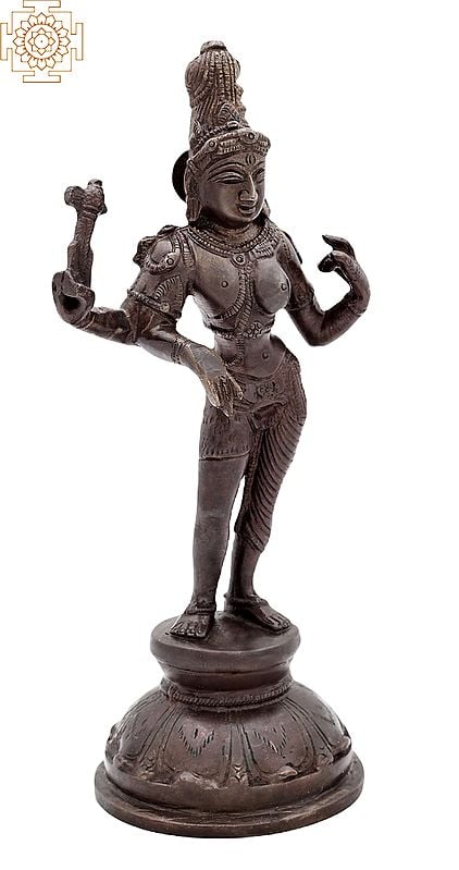 Exotic India 8" Ardhanarishvara Brass Statue | Handmade | Made In India 
