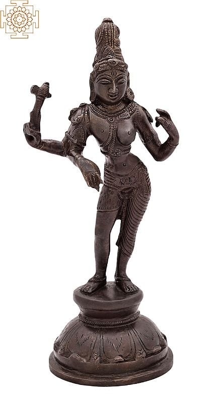exotic india 8" Ardhanarishvara Brass Statue | Handmade | Made in India 