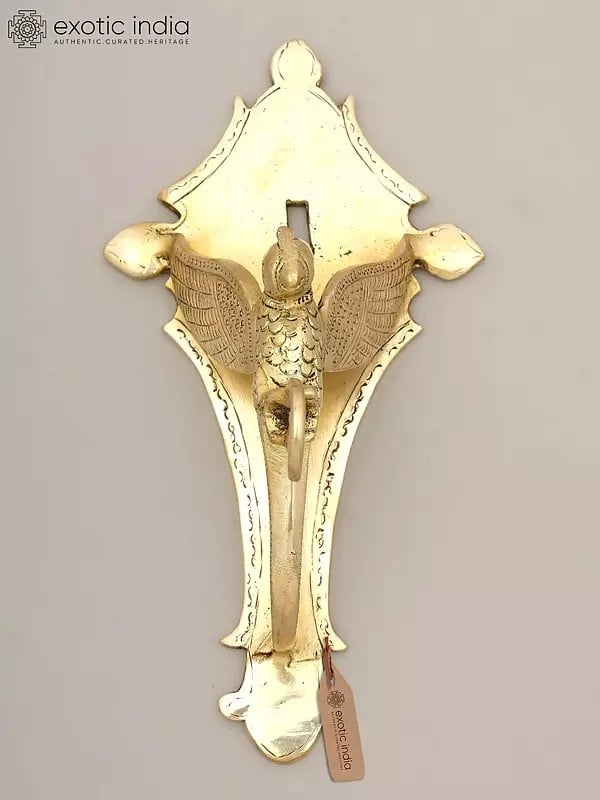Exotic India 8" Bird Design Wall Hanging Bracket With Hook In Brass 