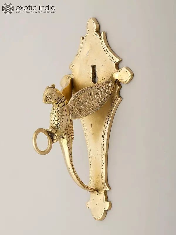 Exotic India 8" Bird Design Wall Hanging Bracket With Hook In Brass 