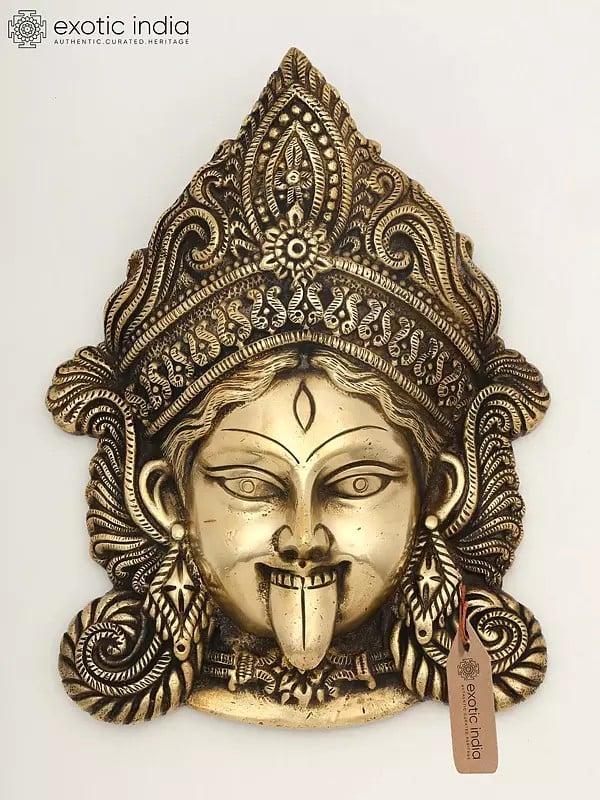 exotic india 8" Brass Goddess Durga Wall Hanging Mask | Made In India 