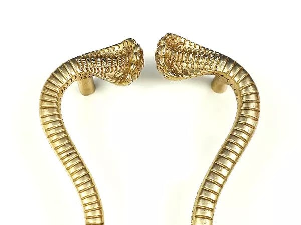 Exotic India 8" Brass Pair Of Snake Design Door Handles 