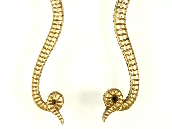Exotic India 8" Brass Pair Of Snake Design Door Handles 