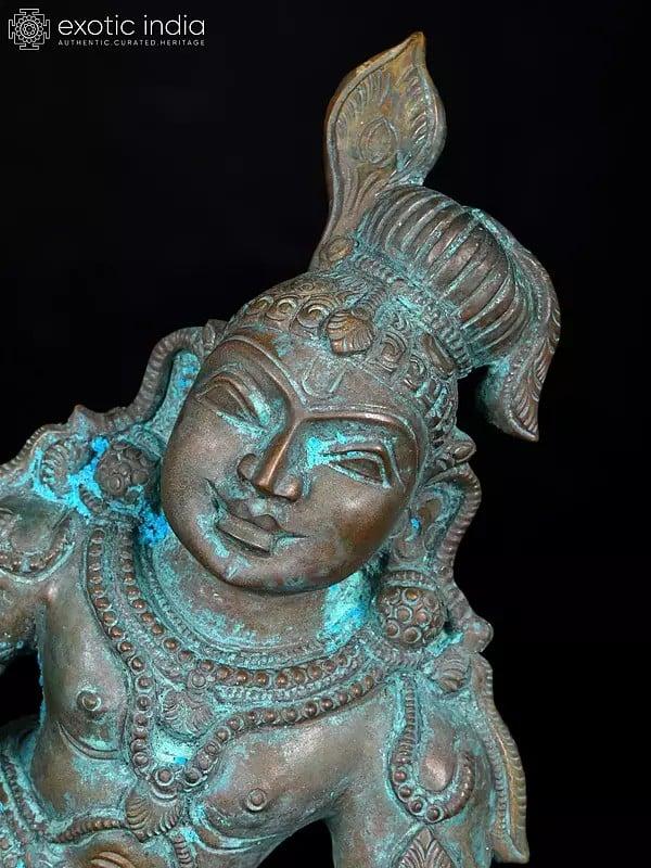 Exotic India 8" Crawling Laddu Gopal (Krishna) | Bronze Statue 