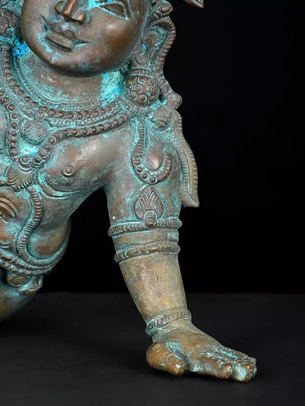 Exotic India 8" Crawling Laddu Gopal (Krishna) | Bronze Statue 