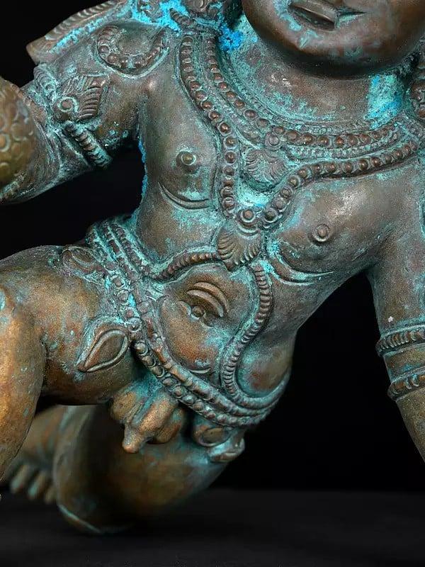 Exotic India 8" Crawling Laddu Gopal (Krishna) | Bronze Statue 