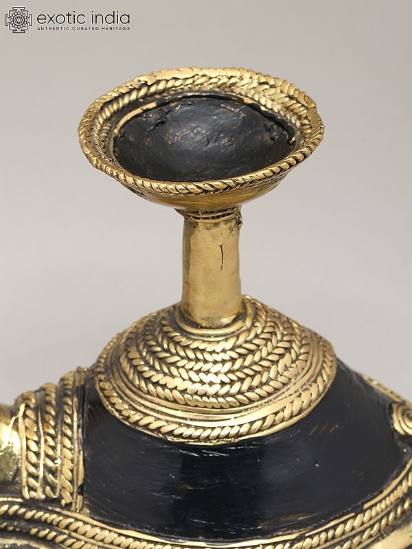 Exotic India 8" Decorative Camel Statue In Brass With Candle Stand | Dhokra Art | Home Decor