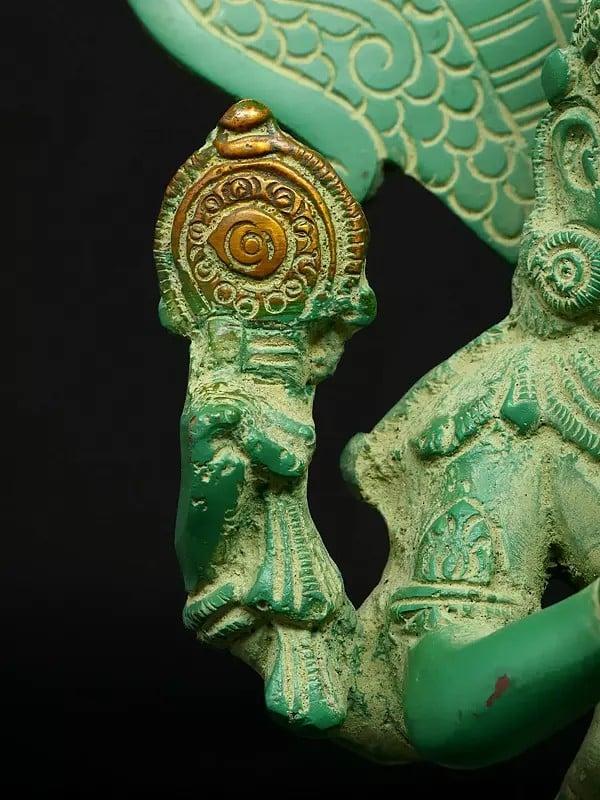 Exotic India 8" Green Toned Sage Patanjali - Founder Of Yoga System | Brass Statue 