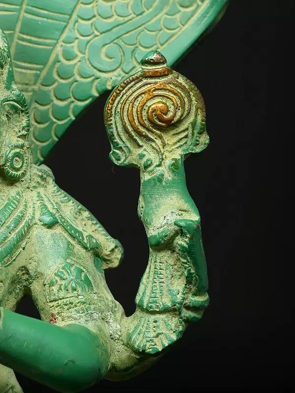Exotic India 8" Green Toned Sage Patanjali - Founder Of Yoga System | Brass Statue 