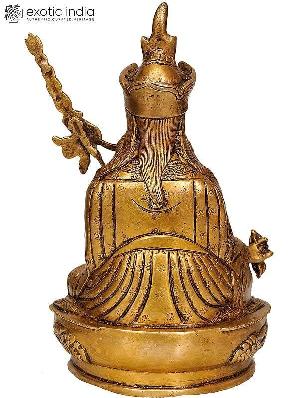 Exotic India 8" Guru Padmasambhava Brass Sculpture | Handmade Buddhist Deity Idol | Made In India 