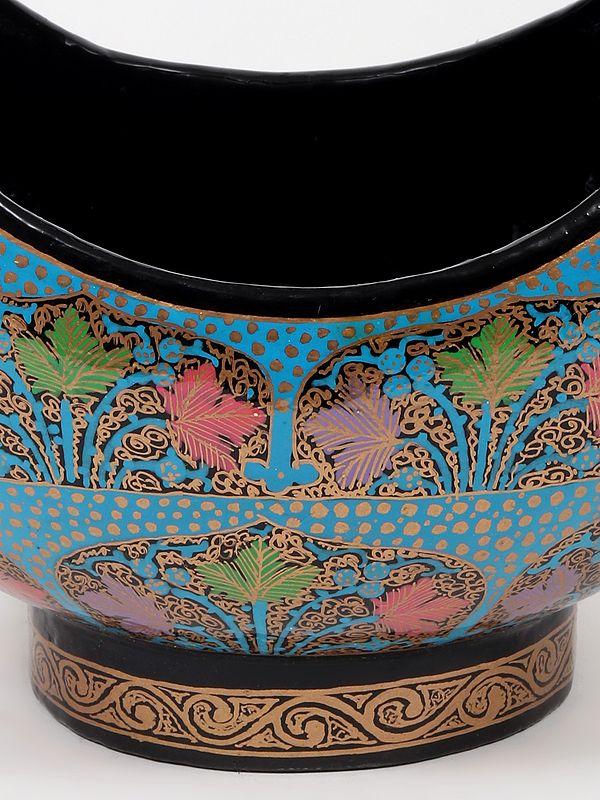 Exotic India 8" Hand-Painted Papier Mache Basket | From Kashmir 