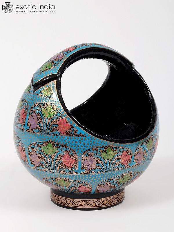 exotic india 8" Hand-Painted Papier Mache Basket | From Kashmir 