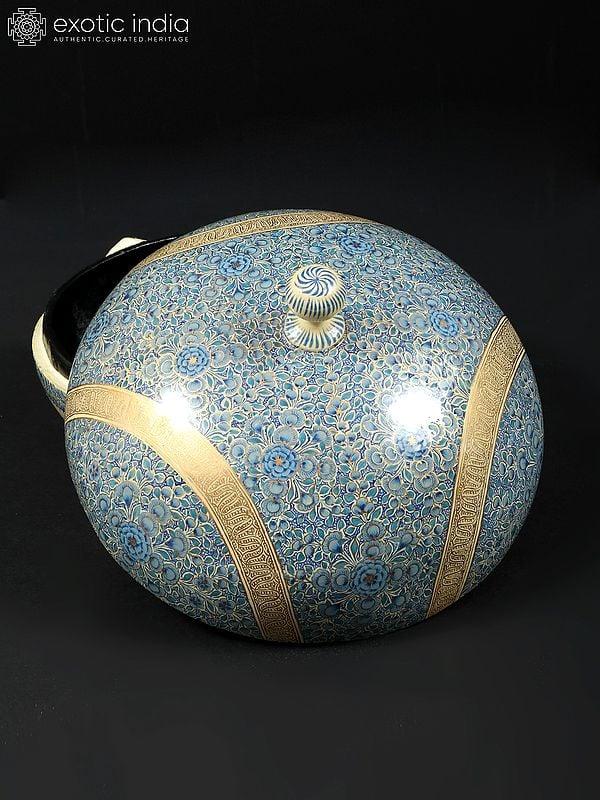 Exotic India 8" Hand-Painted Papier Mache Circular Shaped Box | From Kashmir 