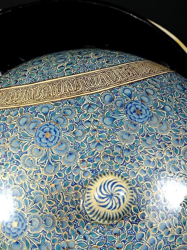 Exotic India 8" Hand-Painted Papier Mache Circular Shaped Box | From Kashmir 