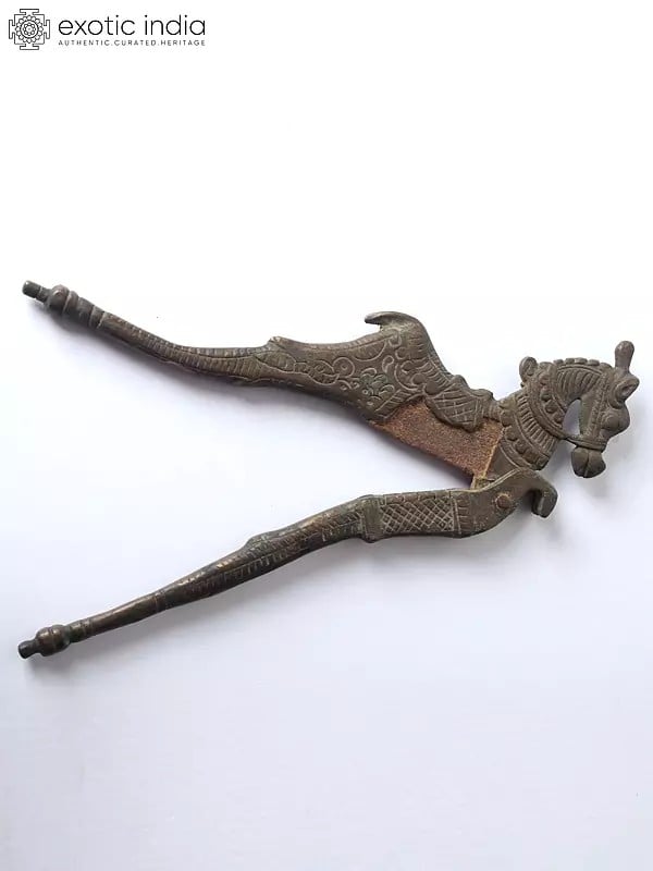 Exotic India 8" Horse Designer Vintage Bronze Sarota/Nut Cracker 