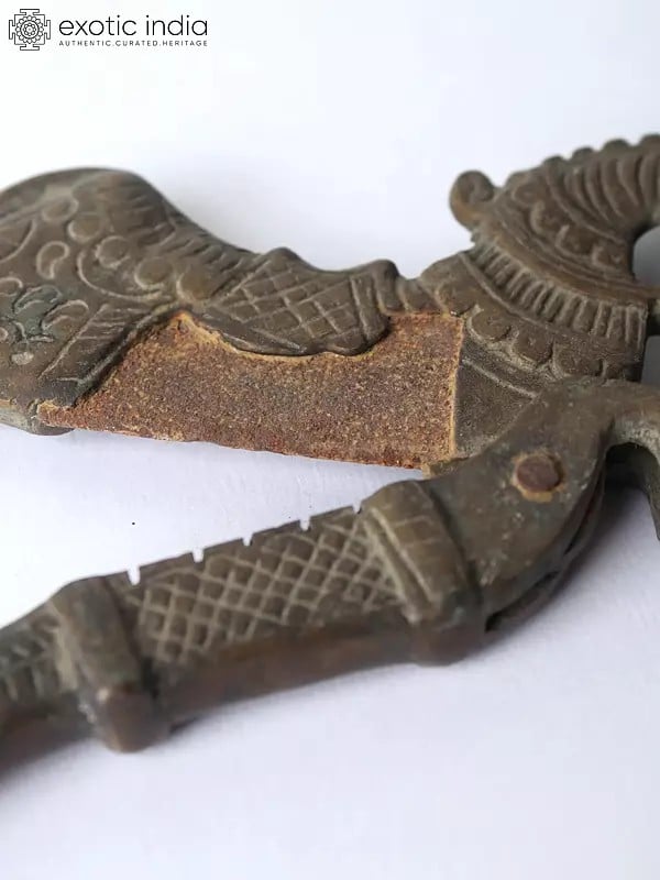 Exotic India 8" Horse Designer Vintage Bronze Sarota/Nut Cracker 