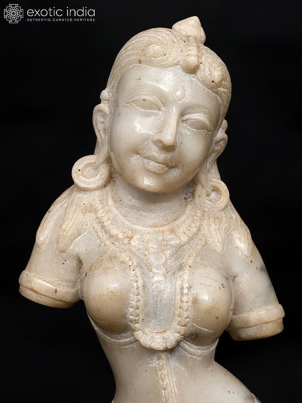 Exotic India 8" Lady Figure | Sand Stone Statue | Made In Orissa 