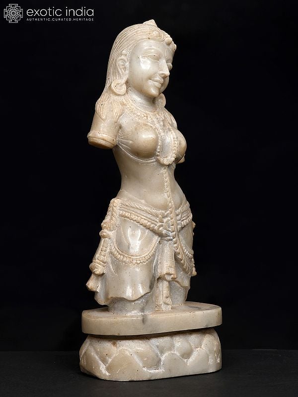 Exotic India 8" Lady Figure | Sand Stone Statue | Made In Orissa 