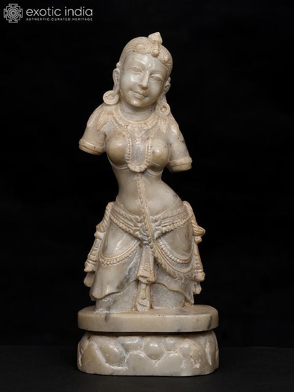 exotic india 8" Lady Figure | Sand Stone Statue | Made in Orissa 