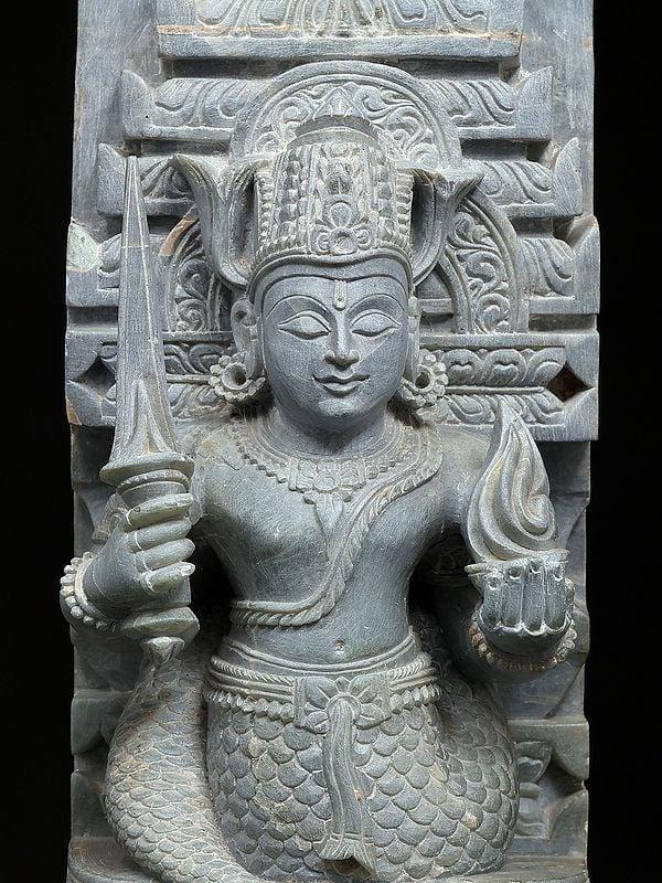 Exotic India 8" Navagraha Set | Set Of Nine Gray Stone Statues | Made In Orissa 