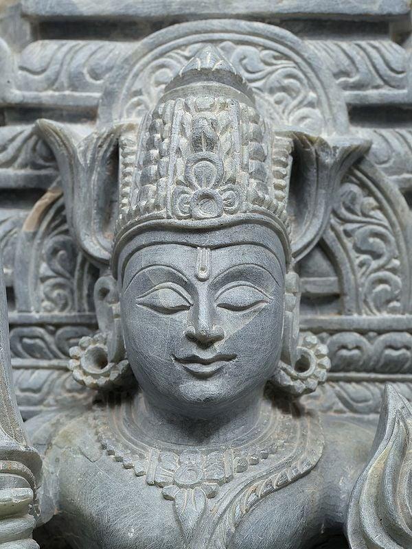 Exotic India 8" Navagraha Set | Set Of Nine Gray Stone Statues | Made In Orissa 