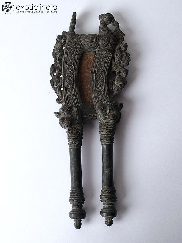 exotic india 8" Parrots Design Vintage Nut Cracker/Supari Cutter 