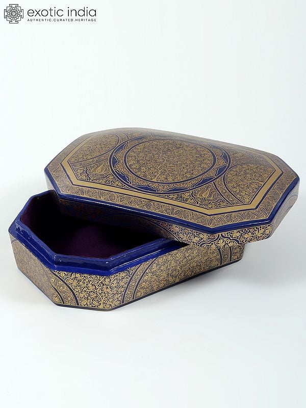 Exotic India 8" Superfine Handmade Papier Mache Storage Box | From Kashmir 