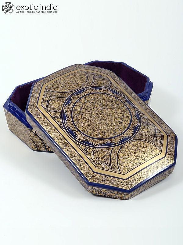 Exotic India 8" Superfine Handmade Papier Mache Storage Box | From Kashmir 