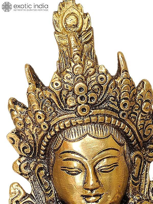 Exotic India 8" Tibetan Buddhist Goddess Green Tara Brass Statue | Handmade | Made In India 