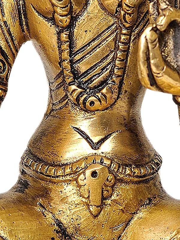 Exotic India 8" Tibetan Buddhist Goddess Green Tara Brass Statue | Handmade | Made In India 