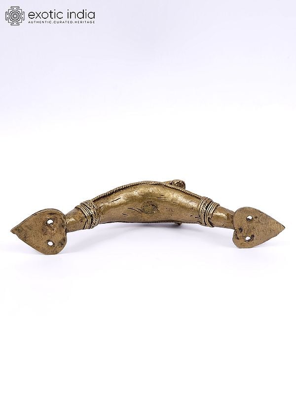 Exotic India 8" Tribal Elephant Face Brass Door Handle 