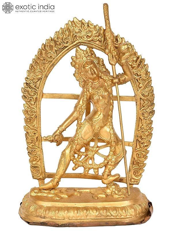 exotic india 8" Vajrayogini Brass Statue | Handmade Tibetan Buddhist Deity Idol | Made in India 