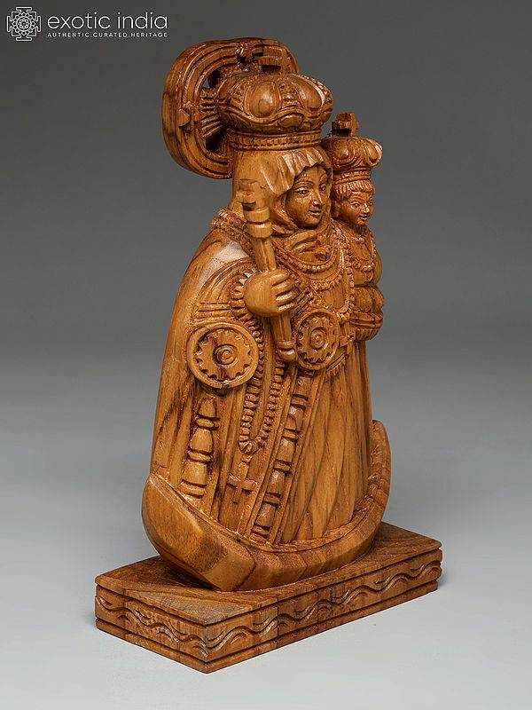 Exotic India 8" Velankanni Mother Mary | Wood Carved Statue 