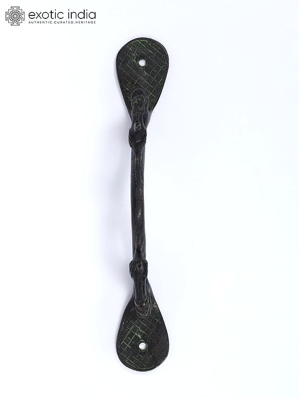 Exotic India 8" Vintage Peacock Figure Door Handle In Brass