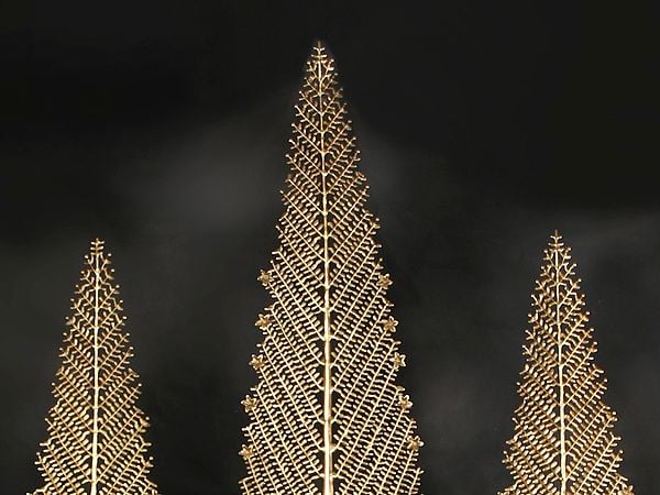 Exotic India 80" Large Set Of Five Christmas Trees In Brass 