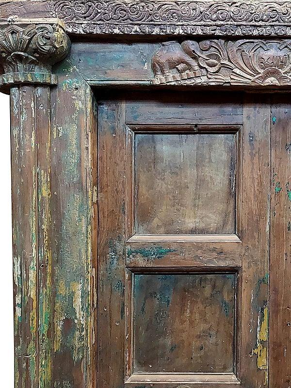 Exotic India 82" Large Elephant Design Indian Door For Home 