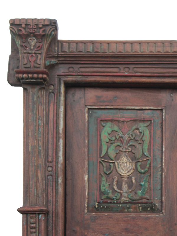 Exotic India 84" Large Traditional Carving Teak Wood Heavy Door 