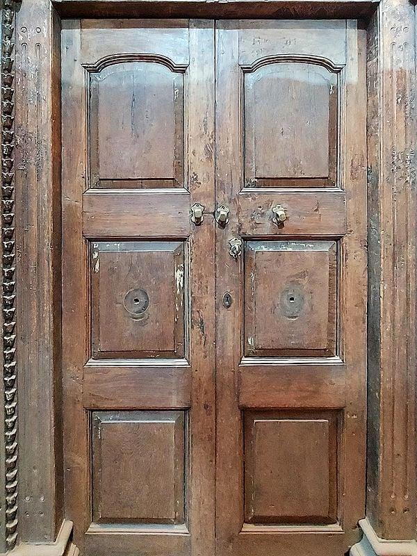 Exotic India 85" Large Rajasthani Indian Double Door | Wood Door 