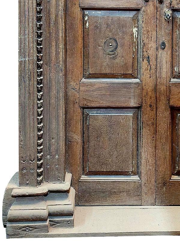 Exotic India 85" Large Rajasthani Indian Double Door | Wood Door 