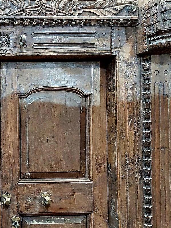 Exotic India 85" Large Rajasthani Indian Double Door | Wood Door 