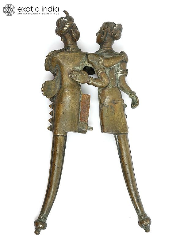 Exotic India 9" Amorous Couple Vintage Nut Cracker/Sarota In Brass 