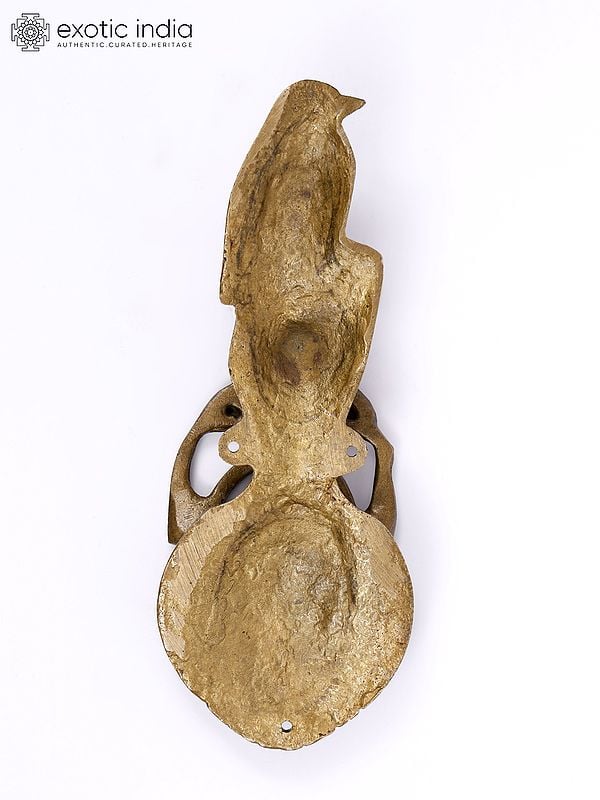 Exotic India 9" Bird Design Kiritmukha Door Knocker In Brass